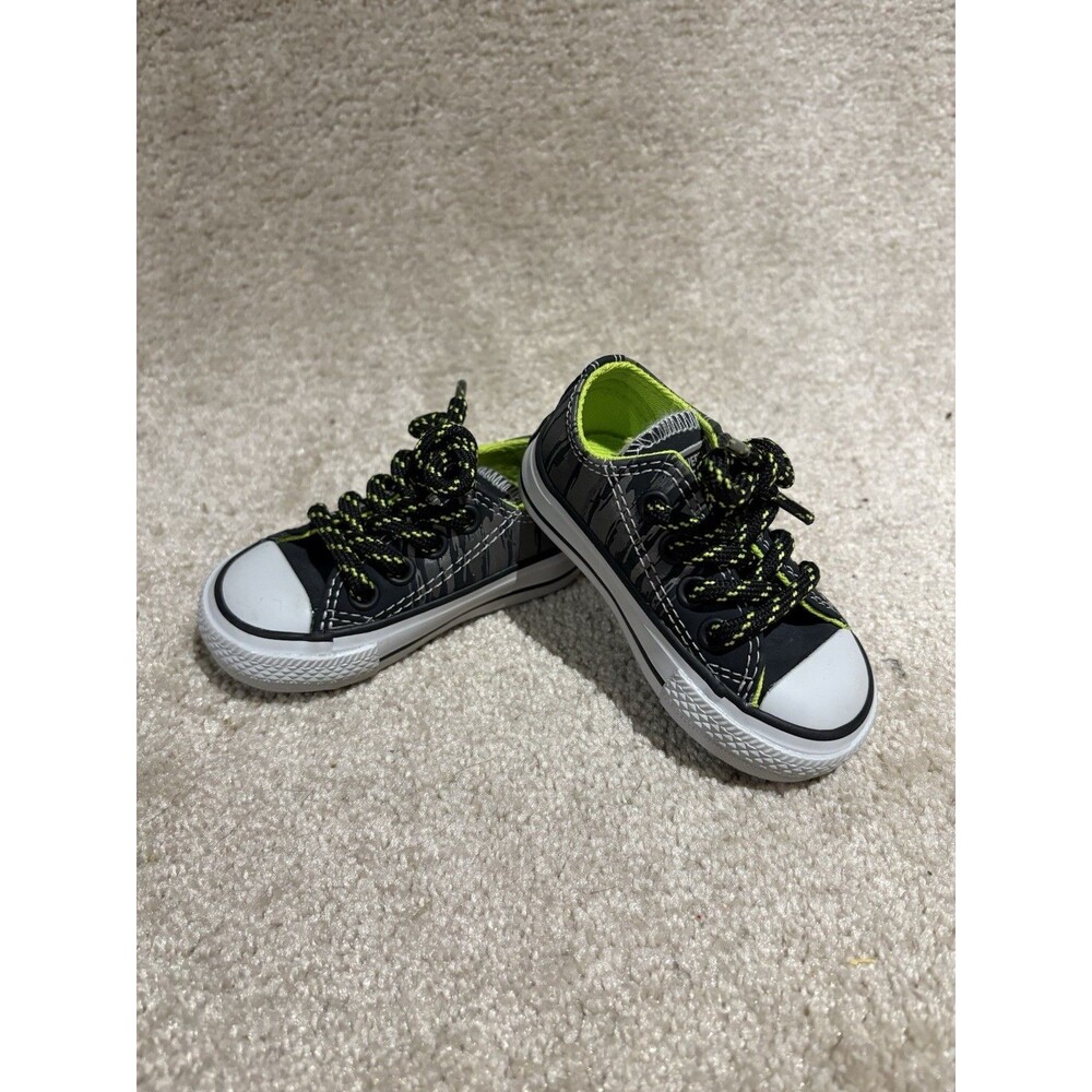 Converse Baby Toddler Size 3‎ Black , Gray And Lime Sneakers
